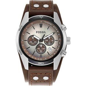 Fossil Men's CH2565 Cuff Stainless Steel Chronograph Watch with  Leather Band